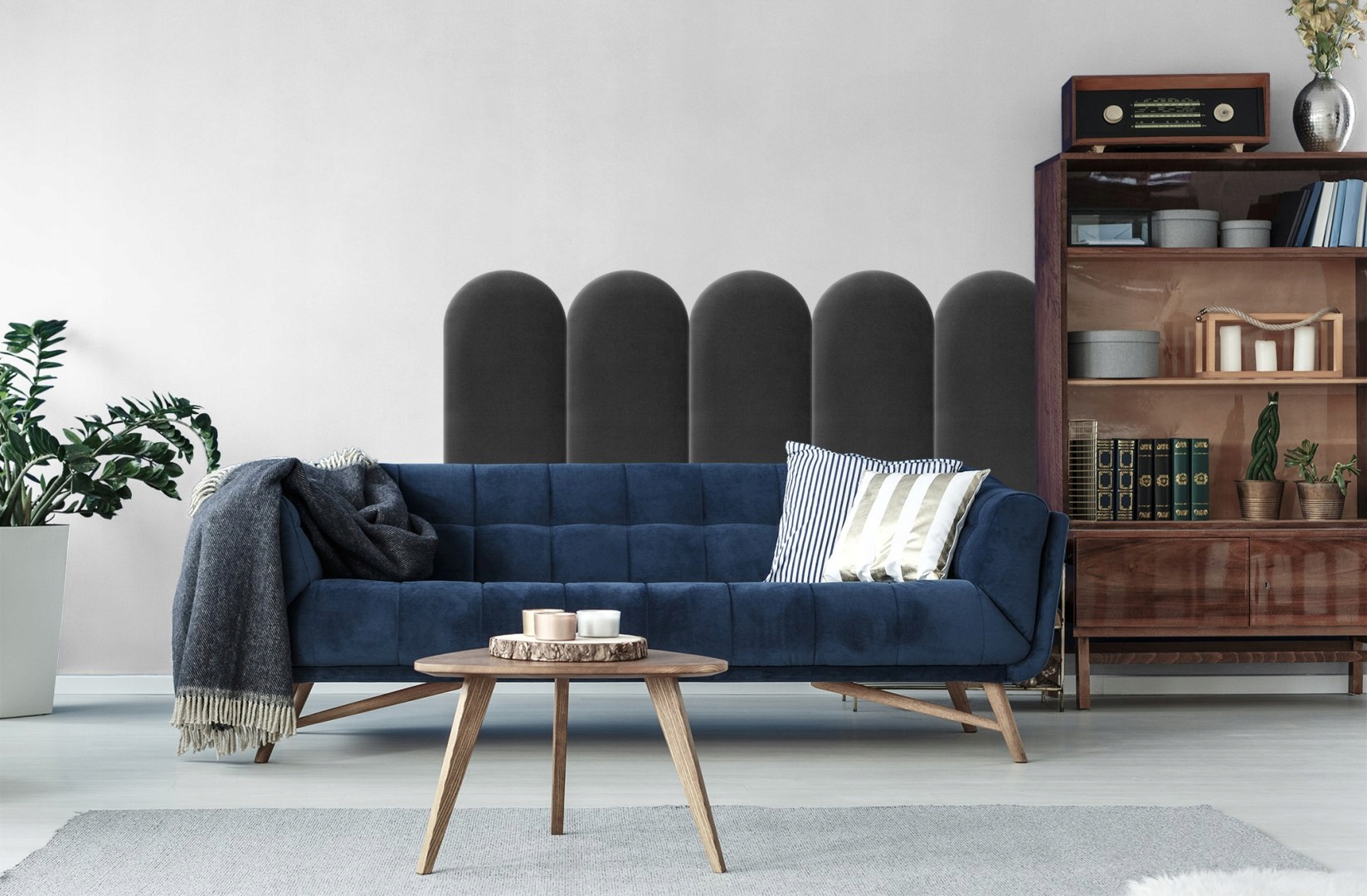 Panel Tapicerowany Grafitowy 30x100 cm Kształt wzoru płot