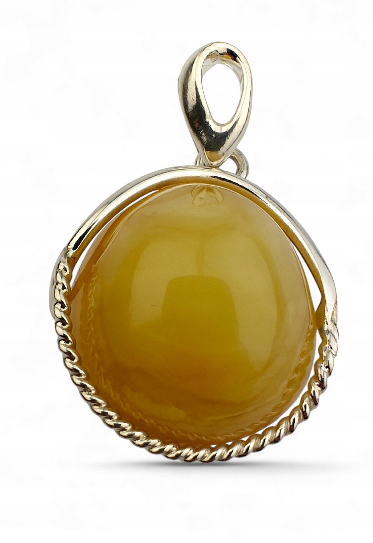 Oválný Přívěsek Na Přívěsek Baltský Jantar Stříbro Medově Žlutý
