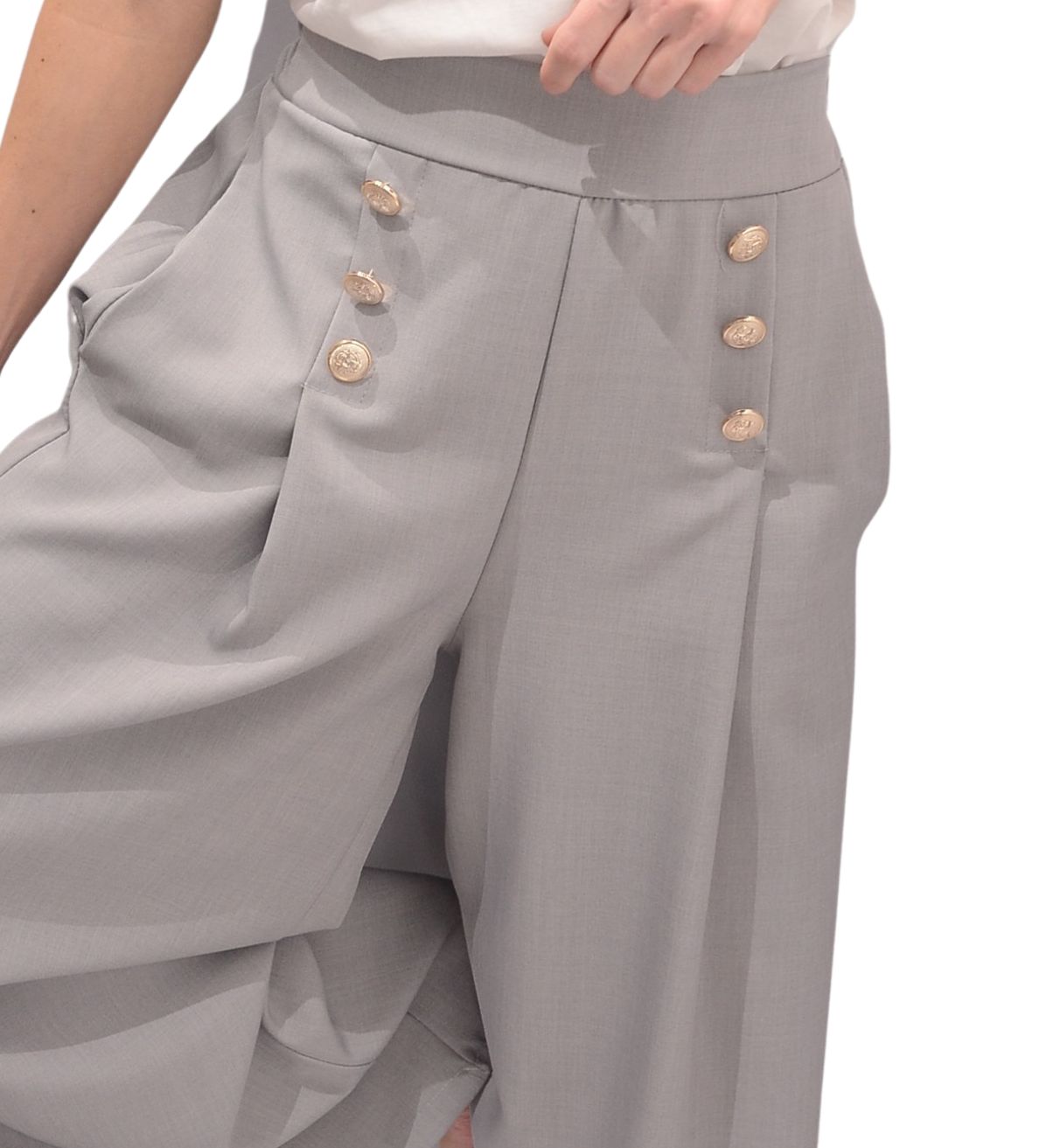 SPODNIE Spódnico-Spodnie Szeroka Nogawka Kieszenie Stan (wysokość w pasie) średni