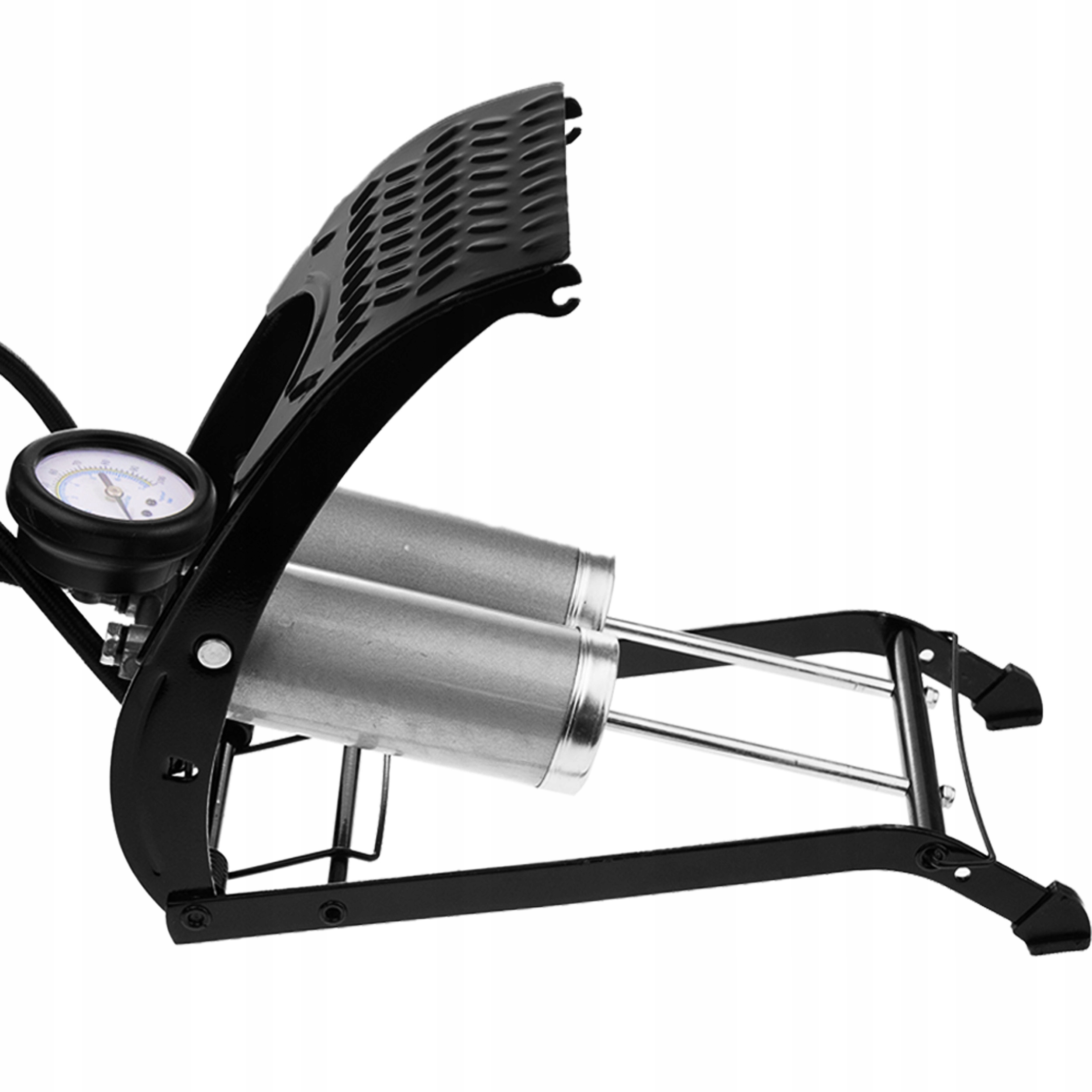 POMPKA ROWEROWA NOŻNA DWUTŁOKOWA SAMOCHODOWA MOCNA Materiał dominujący metal