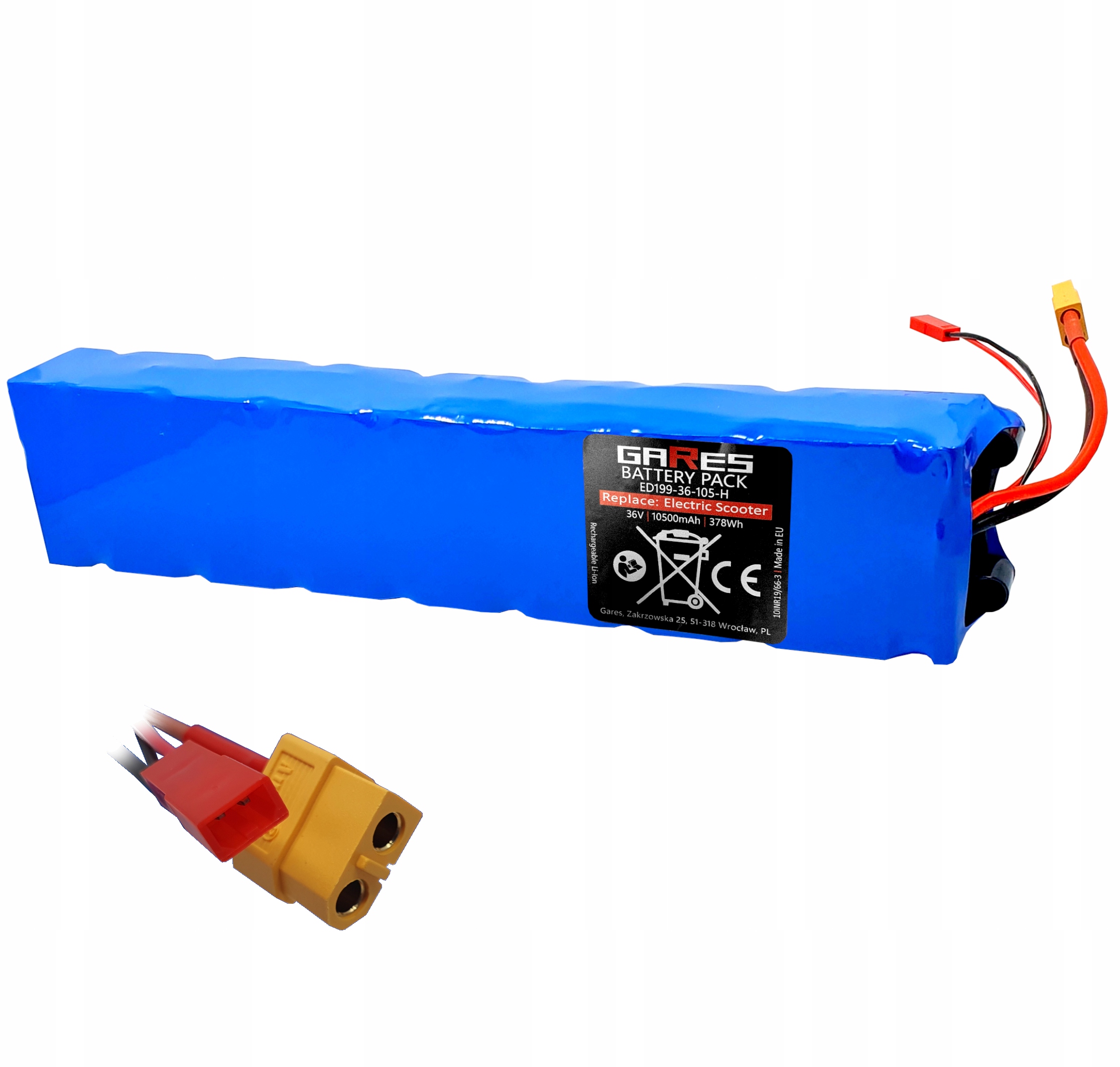 Akumulator Bateria do Hulajnogi Elektrycznej 36V 10,5Ah 10500mAh XT60