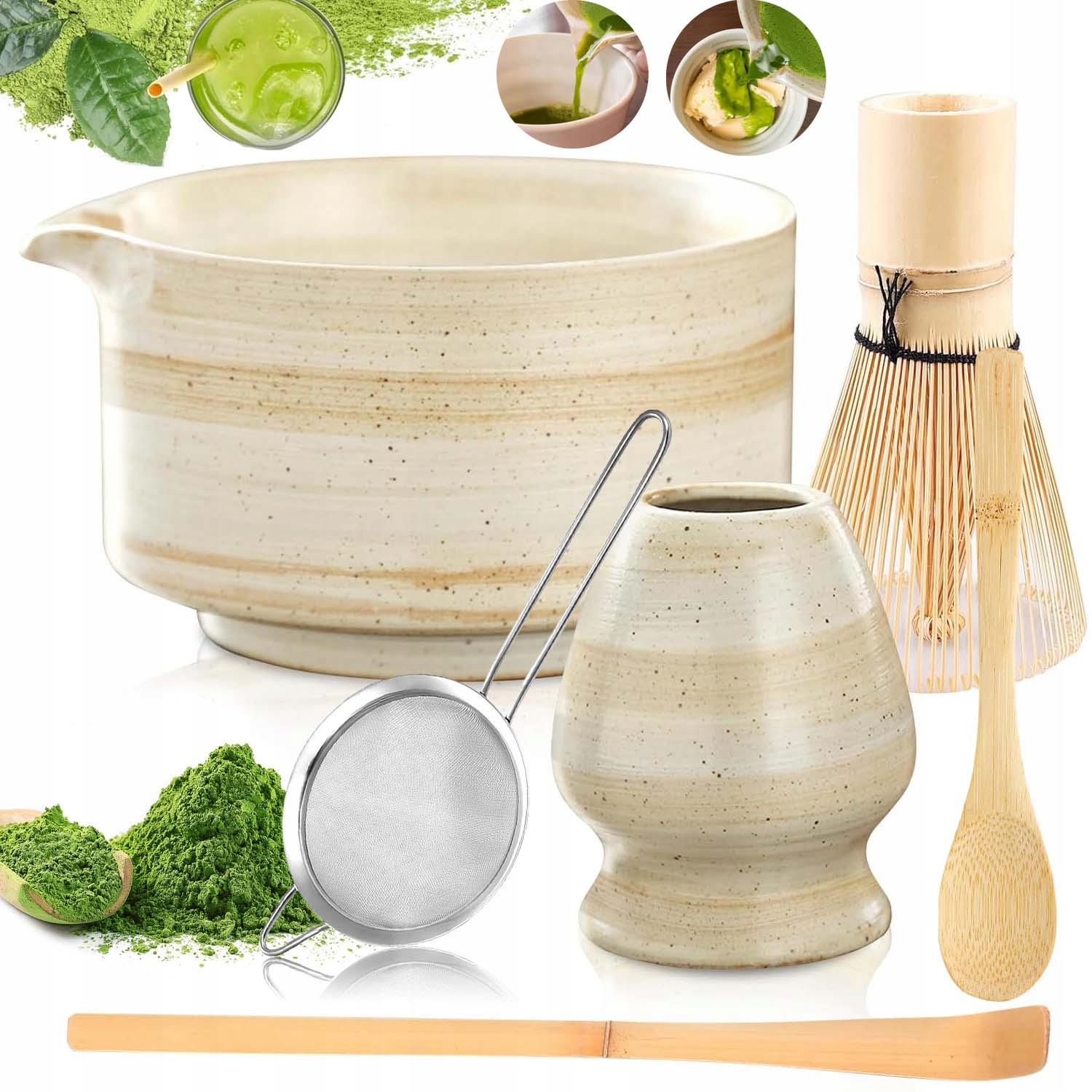 Levně 6 Ks Ruční Čajová Sada Matcha Startovací Sada Pro Mletou Matchu