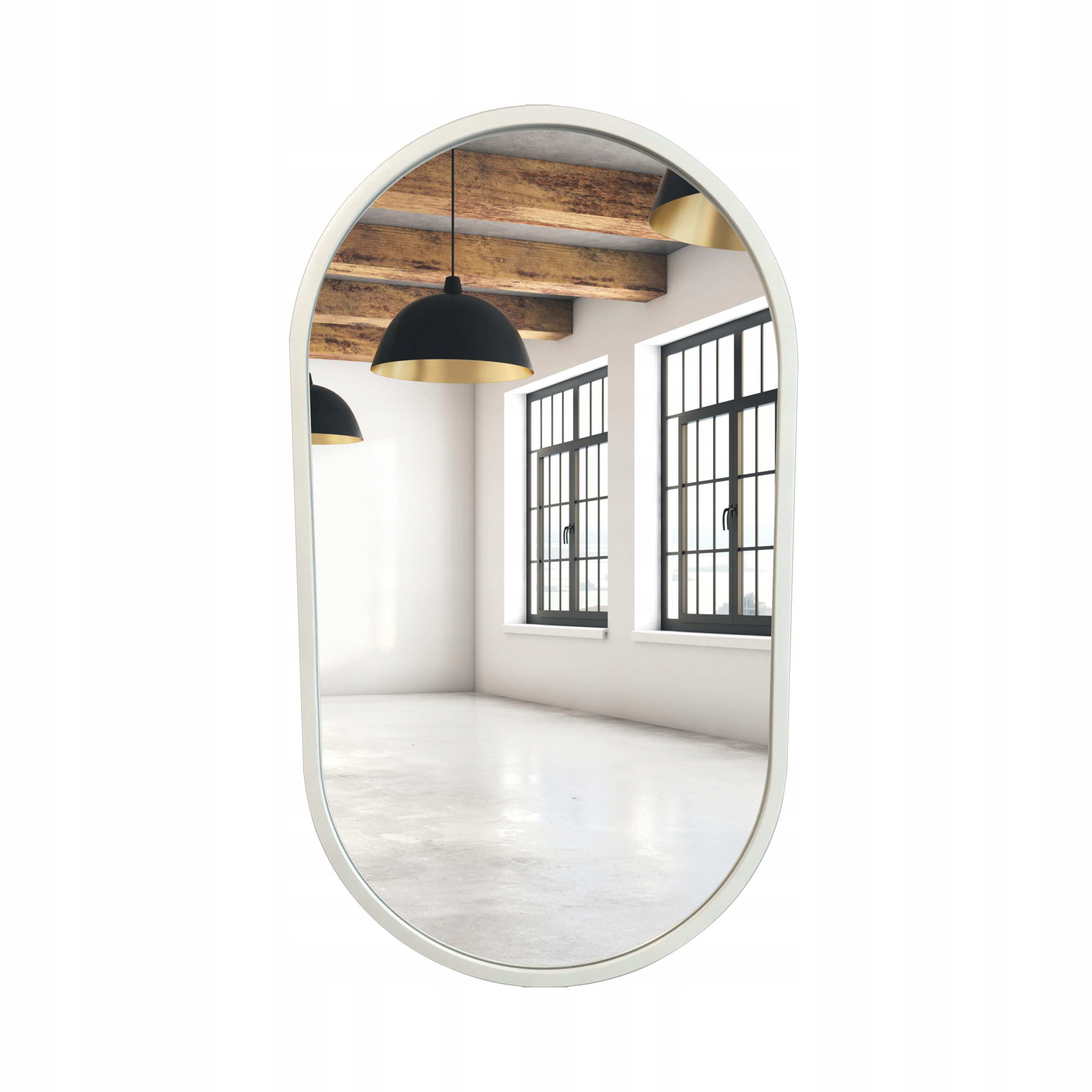 

Lustro owalne białe loft 40x75 cm