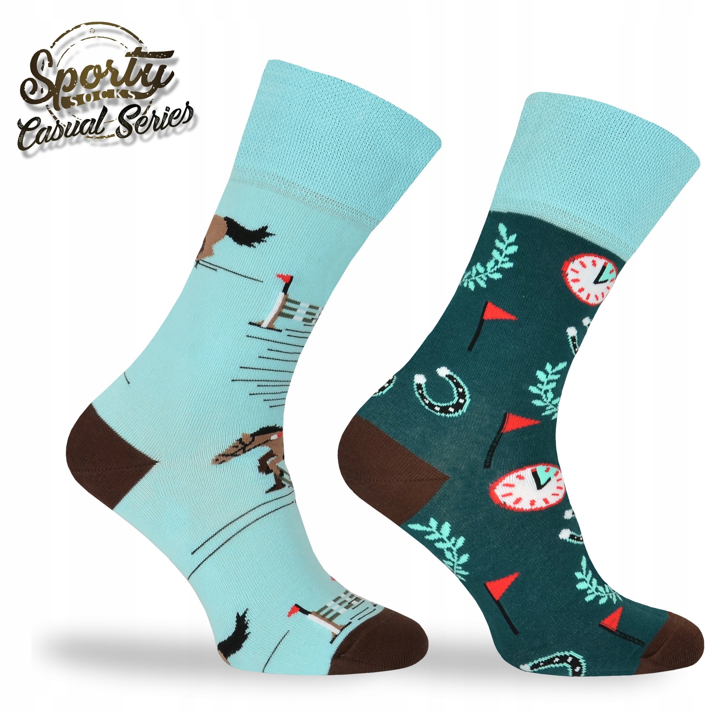 Kolorowe skarpetki na lato jeździecki wzór Skoki Rozmiar 43-46