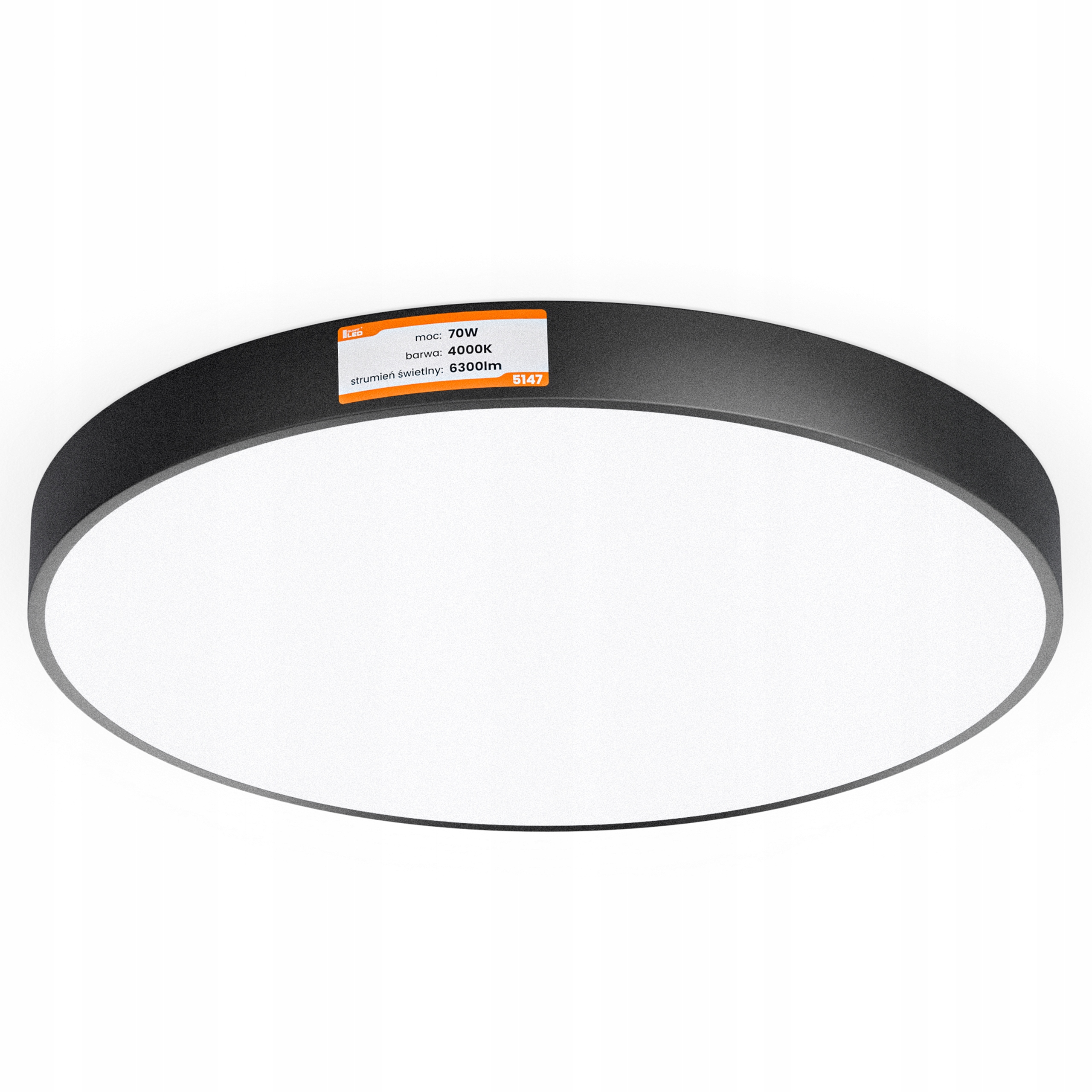 Plafon Led Sufitowy Lampa Sufitowa Panel Natynkowy Okrągły Czarny 70W 60cm