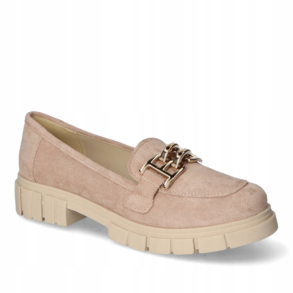 Dámské mokasíny Polobotky Kamex-But Prato Béžové Semišové se zlatou ozdobou 41