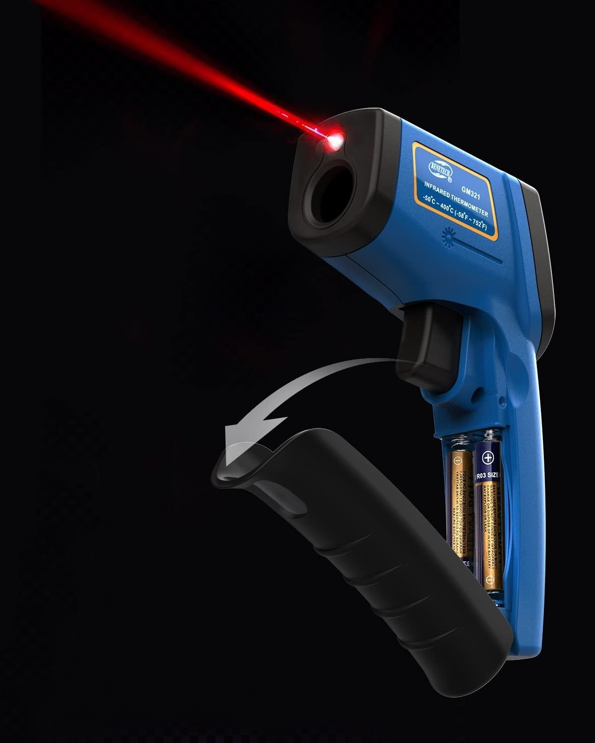 PIROMETR TERMOMETR LASEROWY BEZDOTYKOWY NA POCZERWIEŃ EMISYJNOŚĆ -50+400°C Model GM321