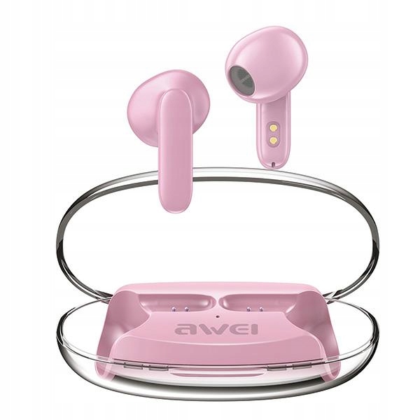 Awei sluchátka Bluetooth 5.3 T85 Enc Tws dokovací stanice růžová/pink