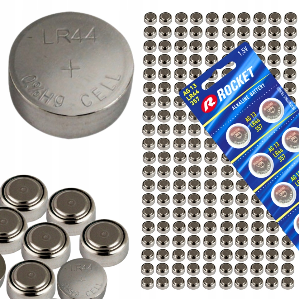 Sada 200 Ks Baterií AG13 LR44 A76 G13 1154 Alkalické Knoflíkové Baterie