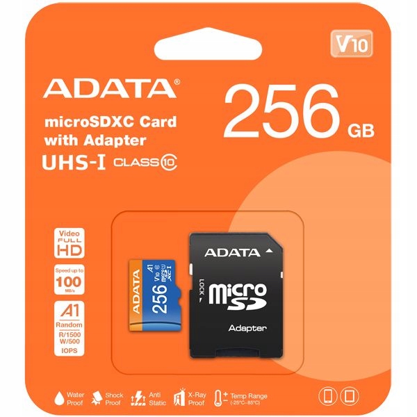 Adata micro Sdxc 256GB Premier C10 Uhs-i 100MBs