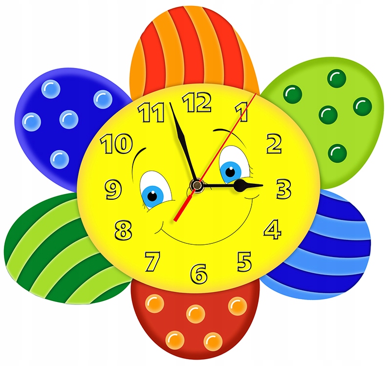 Kolorowe słoneczko zegar ścienny dla dzieci (bm)