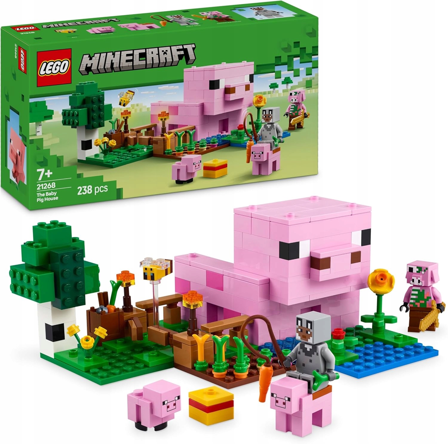 Lego Minecraft 21268 Dům prasátka růžový piglin zombie postel prasátko
