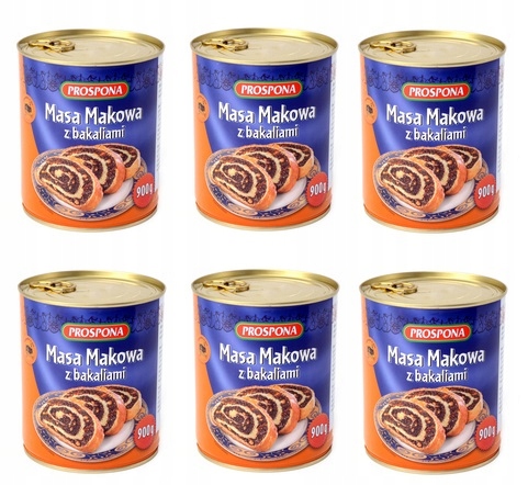 Levně 6 x 900 g Prospona Maková náplň s bakalií Karton