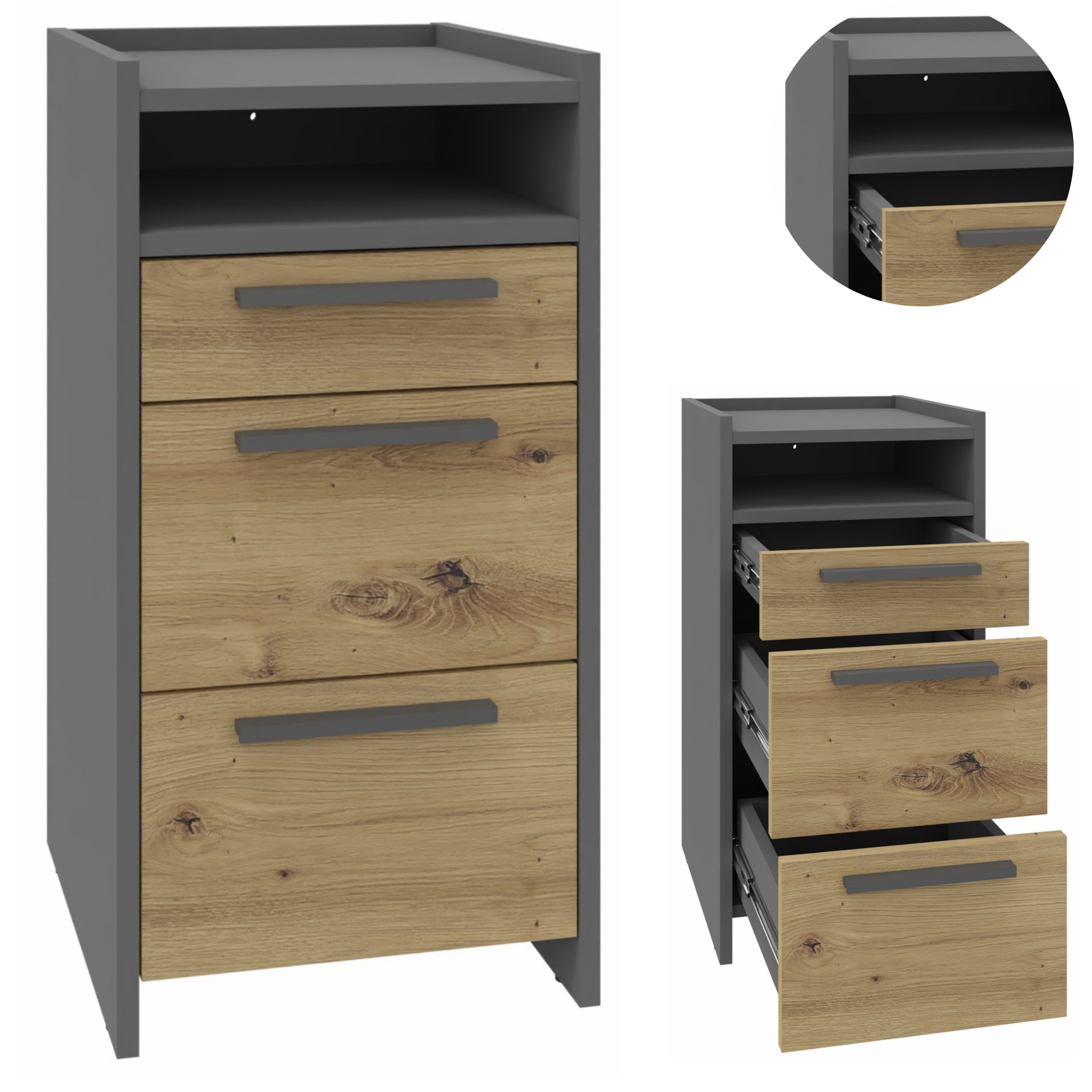 Komoda Altivo 2SW1SNO artisan – antracit – regál, velká skříňka na oblečení, hračky
