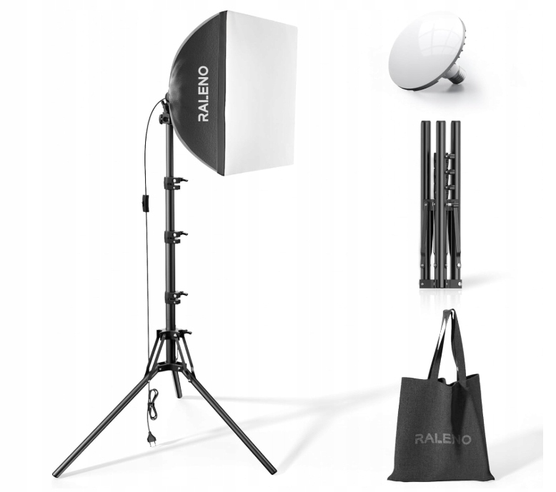 Raleno Softbox, zestaw do studia fotograficznego Led 50 W, 40 x 40 cm