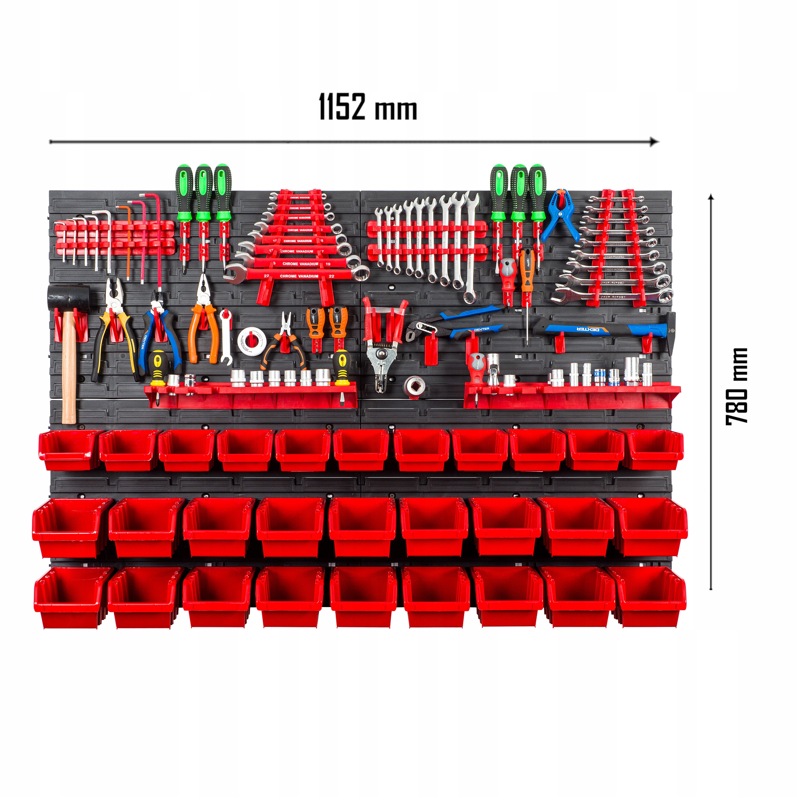 TABLICA NARZĘDZIOWA WARSZTATOWA 115x78cm 29 kuwet Marka Prosperplast