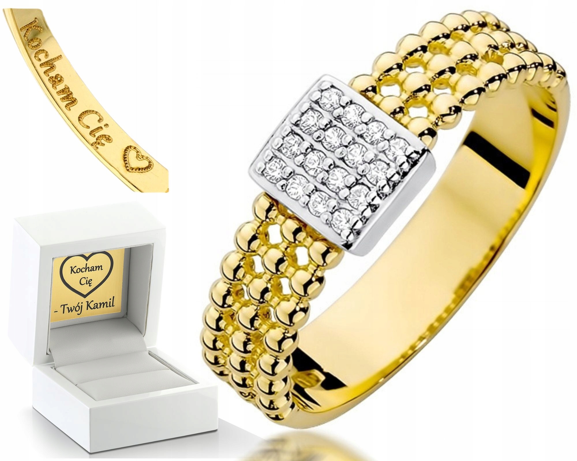 Široký Zlatý Prstýnek 585 S Brilianty 0,08 Ct