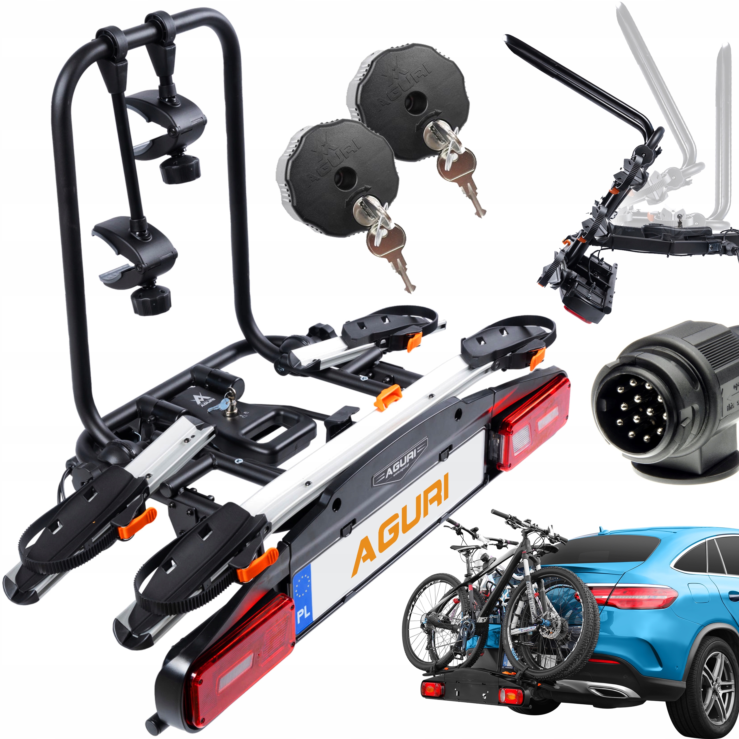 Bagażnik rowerowy na hak AGURI Active Bike PRO silver platforma 2 rowery