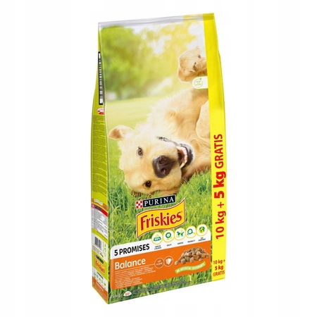 Levně Friskies Balance 10+5kg Krmivo pro psy Bonus s kuřetem a zeleninou