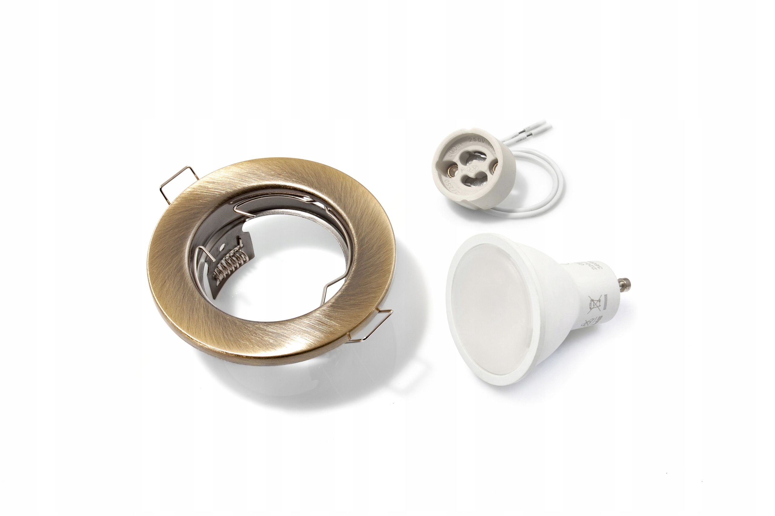ZESTAW OPRAWA HALOGENOWA STAŁA MOSIĄDZ + ŻARÓWKA LED 6W + GU10 4500K Kod producenta MOS-OS-GN-ZL6W-BN