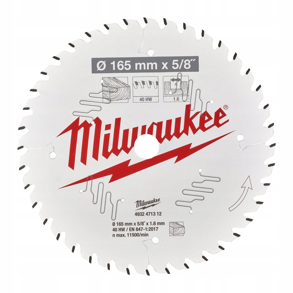 Milwaukee Pilový kotouč na dřevo 165 mm 40z 4932471312