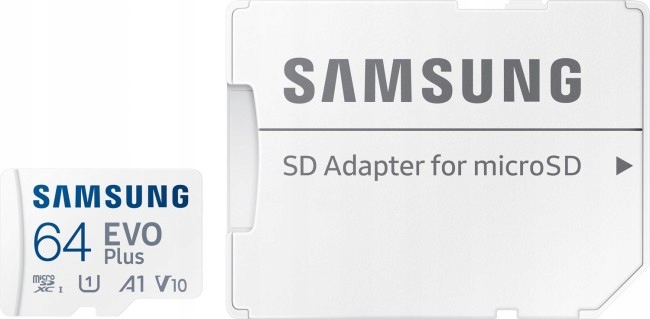 Samsung EVO PLUS microSDXC 64GB UHS-I U1 [Zapis 20MB/s Odczyt 130MB/s] Waga produktu z opakowaniem jednostkowym 0.03 kg