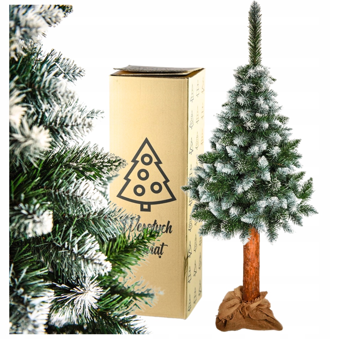 Umělý Vánoční Stromeček Hustý Premium Borovice Diamantová Zasněžená Na Kmeni 180 CM