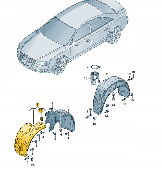 NOWE ORYGINALNE NADKOLE PRZÓD AUDI A8 4H0821171L LEWE Strona zabudowy przednie lewe