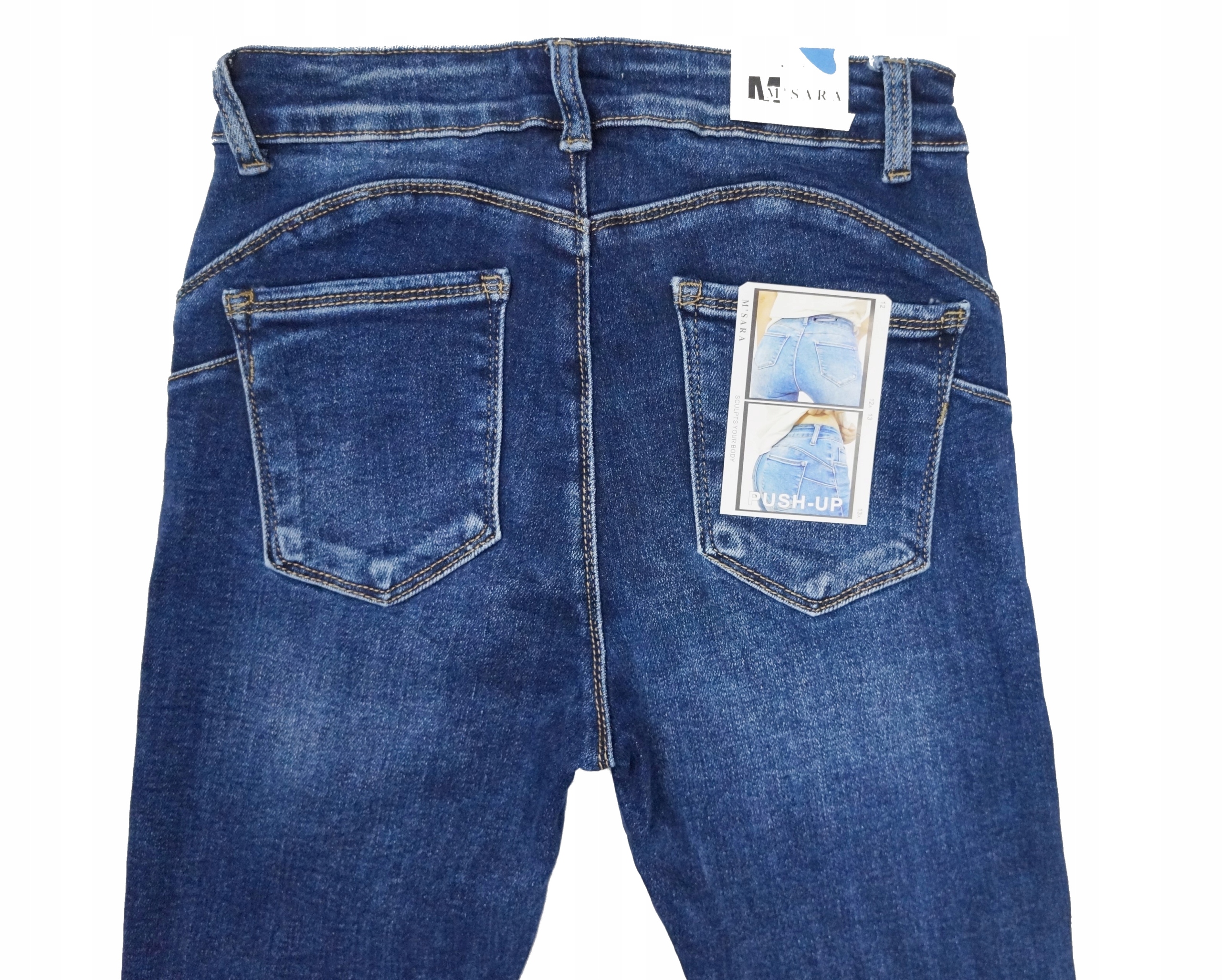 Damskie Spodnie Modne M.sara Wyszczuplające Jeansy Push Up 46 3XL