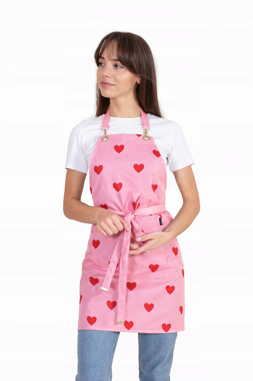 Ochranná kosmetická zástěra růžová se srdíčka Dárek Pro Ni