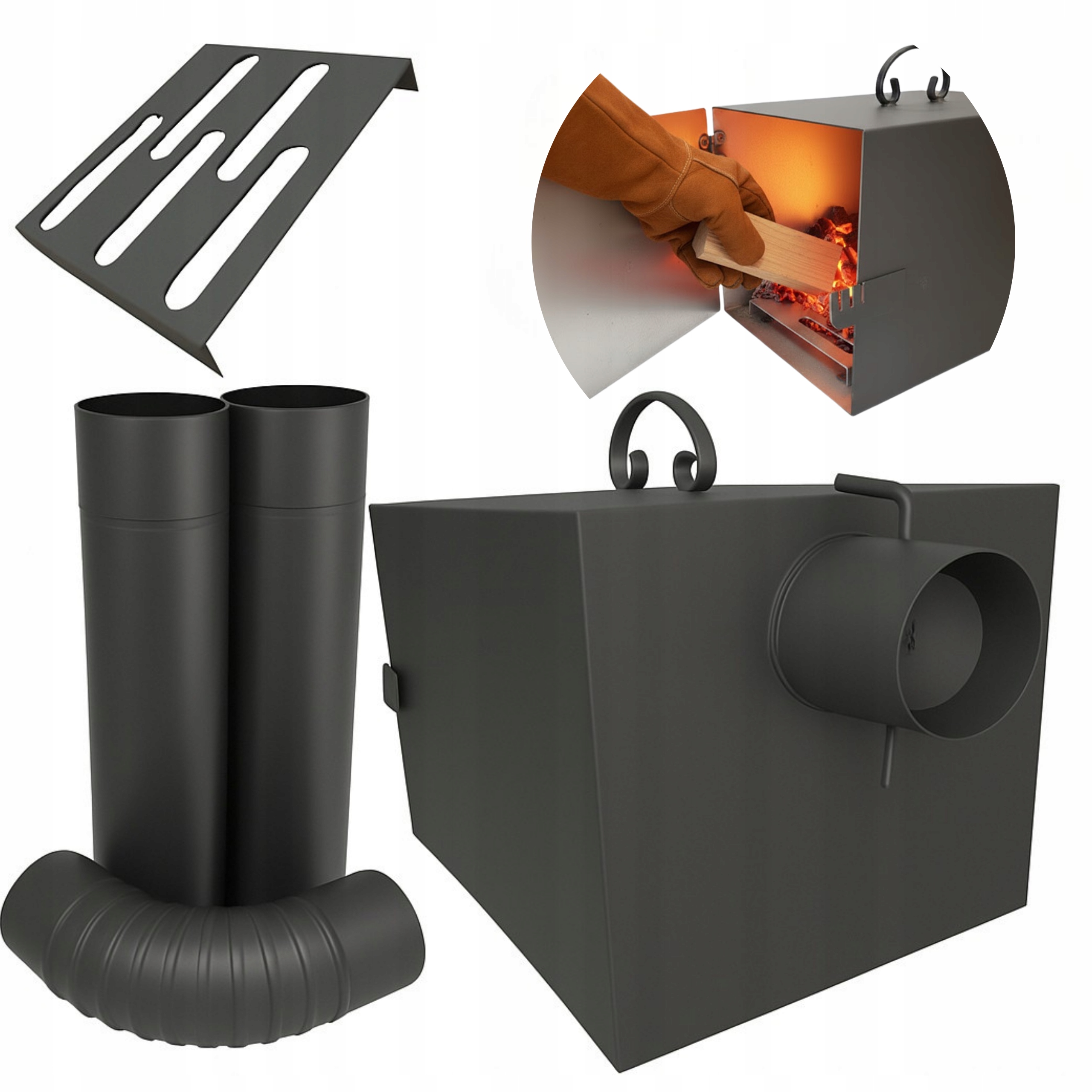 Ohnisko do udiarne 30x25x25 Deflektor 2ks Rúry Koleno fi10