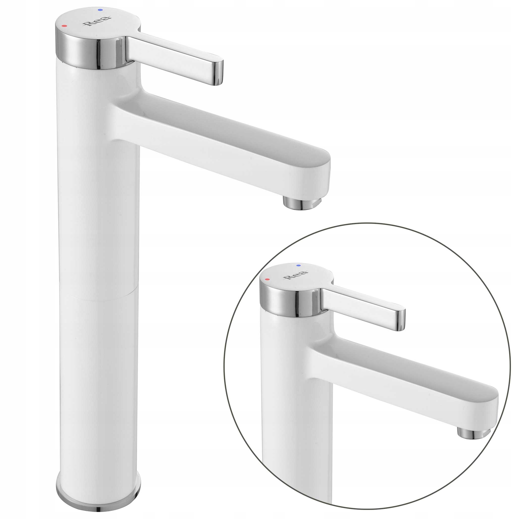 Umývadlová batéria Biela Chróm Nízka Do Umývadla Rea Polo Dvojfarebná