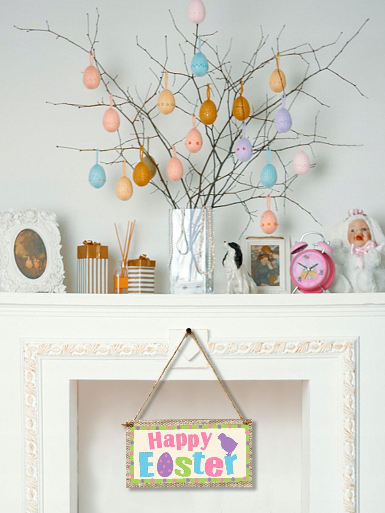 ZAWIESZ OZDOBNA DEKORACJA WIELKANOCNA IMITACJA DREWNA NAPIS SHEIN