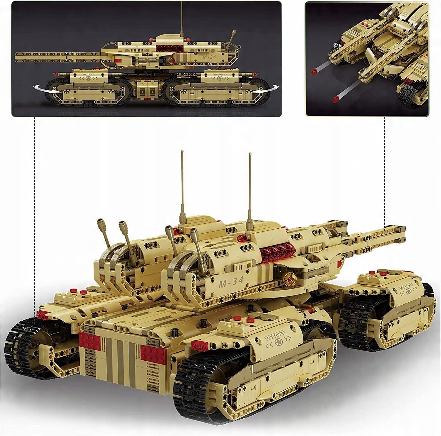 Blocks 20011 tālvadības RC Red Alert Mammoth Tank Mold King 3 Type celtniecības bloki