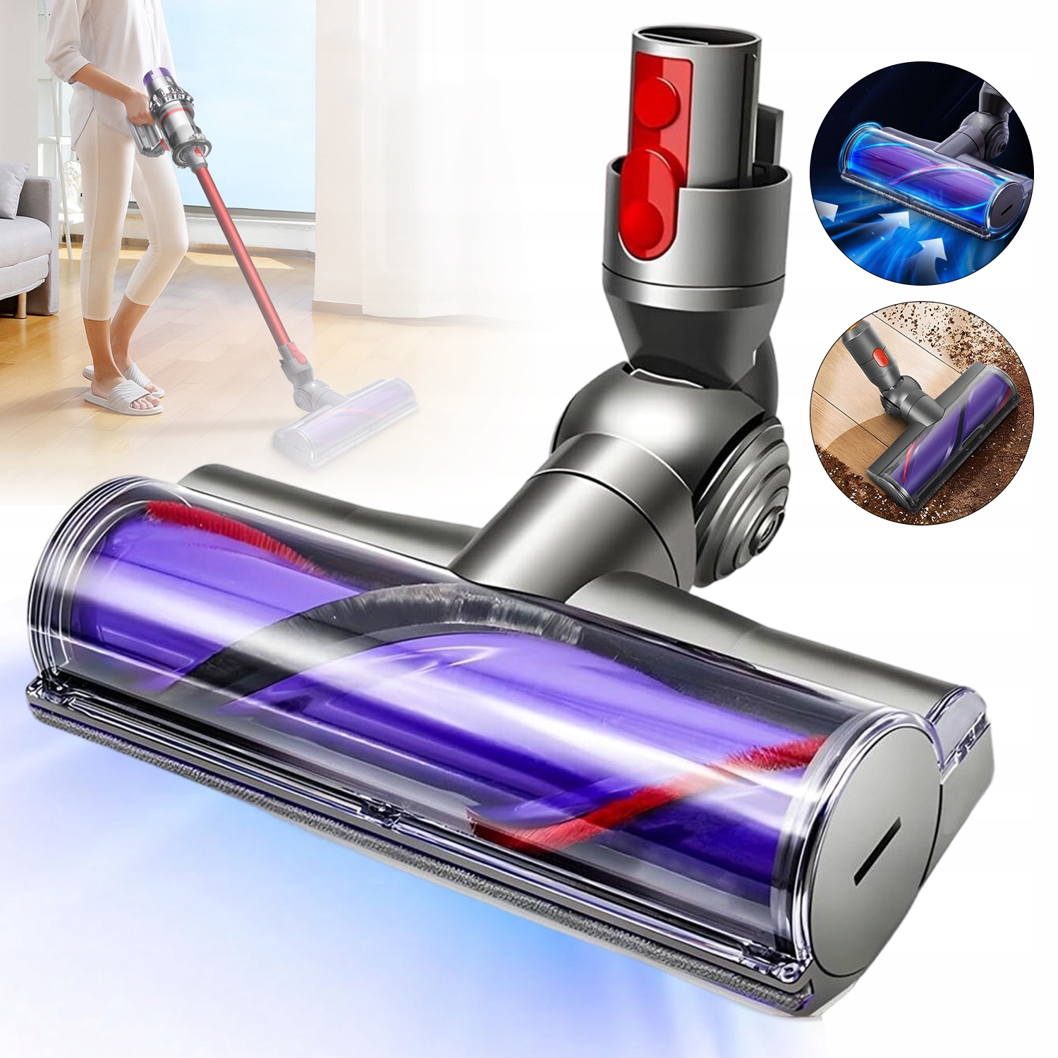 Elektrický Kartáč 180° Otočný Pro Vysavač Na Parketové Panely Koberec