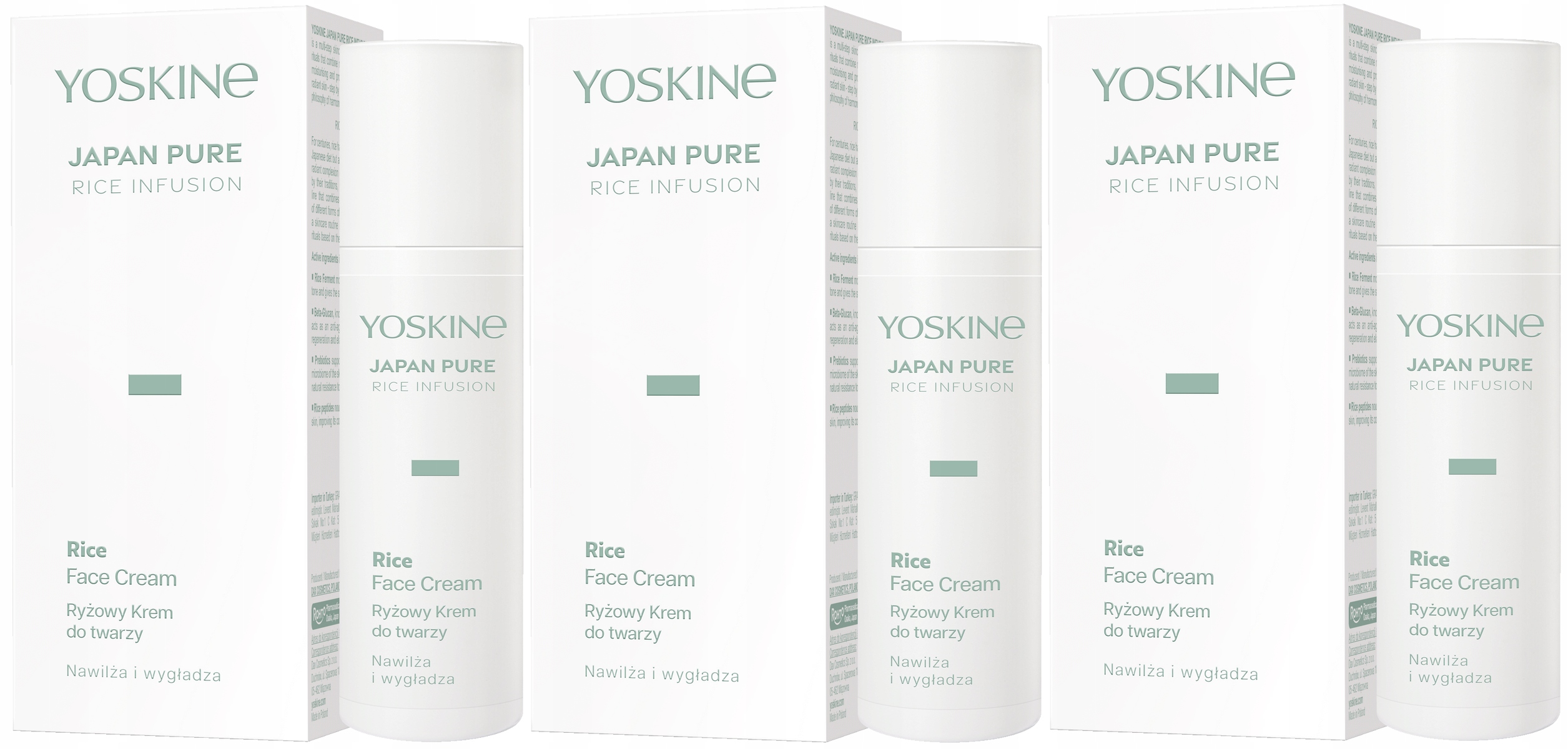 3 x Yoskine Japan Rice rýžový krém na obličej 50 ml Intenzivní hydratace