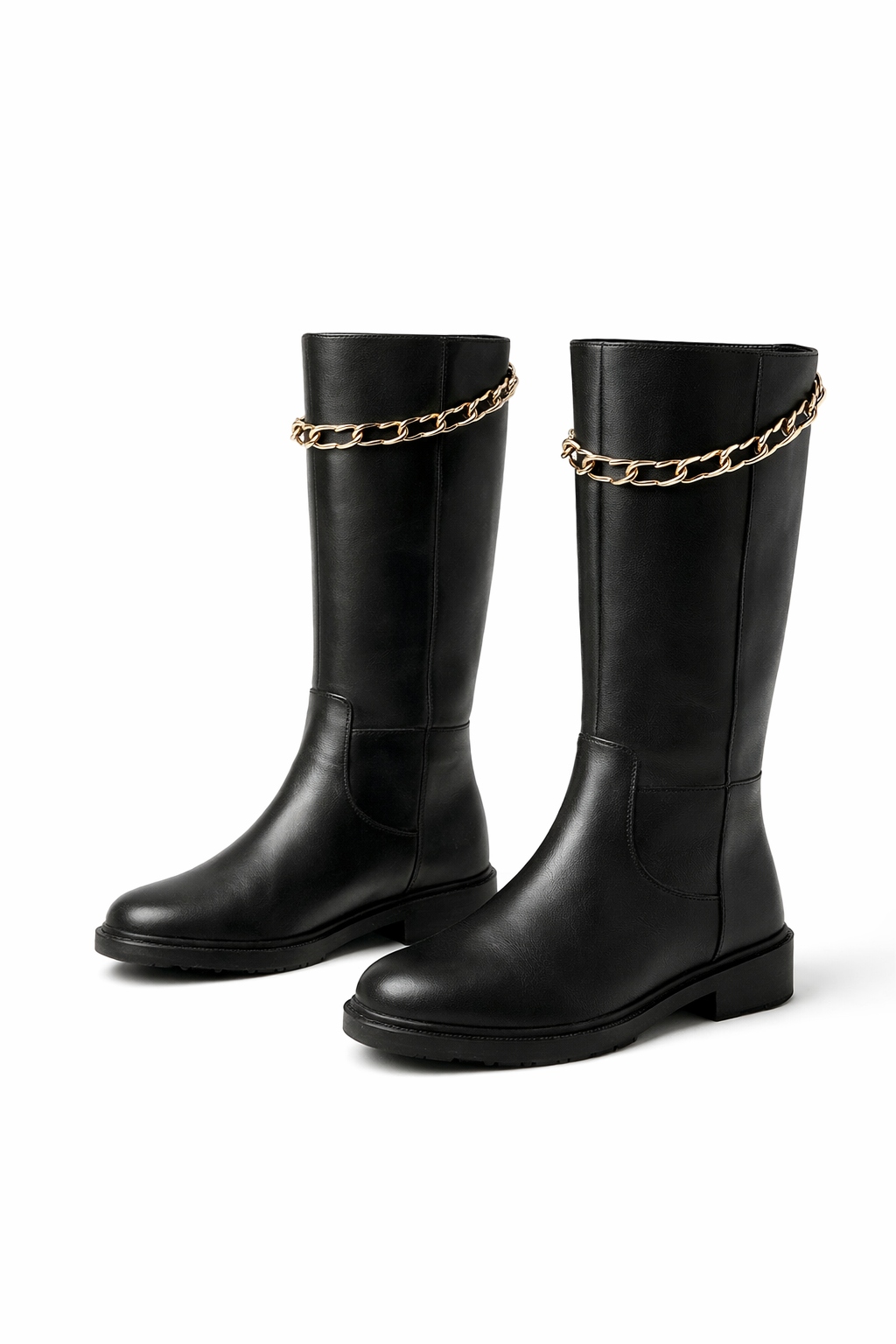 Černé Kozačky Kozačky Se Zlatým Řetězem 40 1I4A