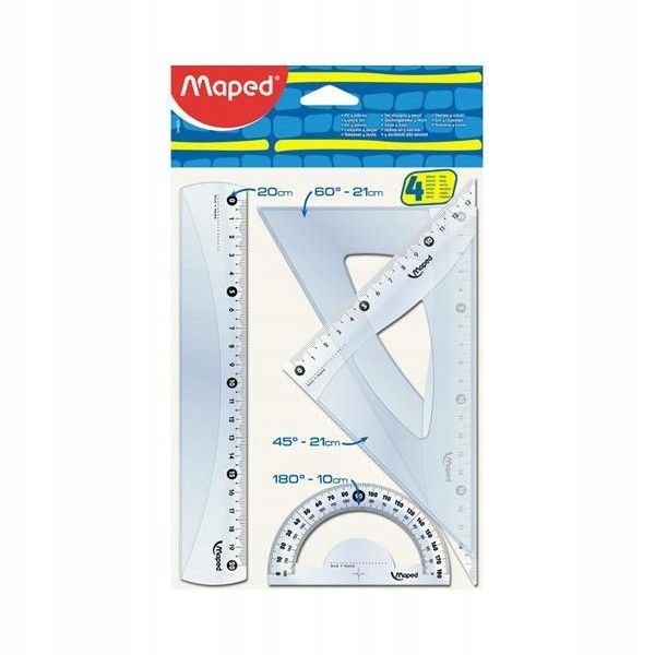 Matematyczne PRZYBORY do SZKOŁY Duże Przybory GEOMETRYCZNE Szkolne 20 Cm Marka inna