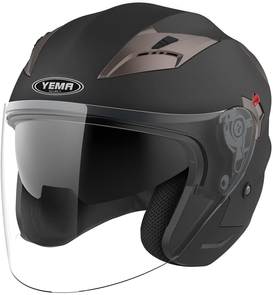 Kask motocyklowy Yema YM-627 r. M czarny Mat z podwójnym wizjerem