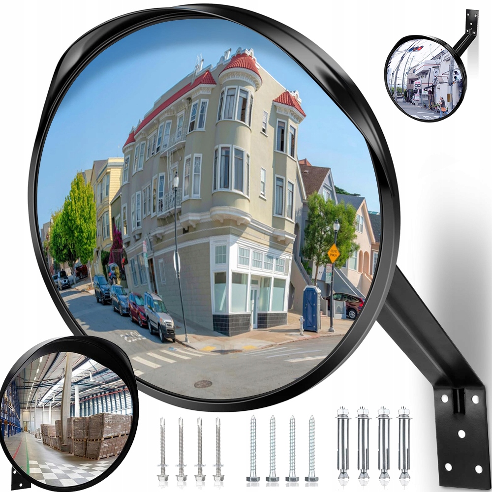 Zrcadlo Konvexní 40 CM Černé Zrcadlo Konvexní Bezpečnostní Prvky Velké Velikosti