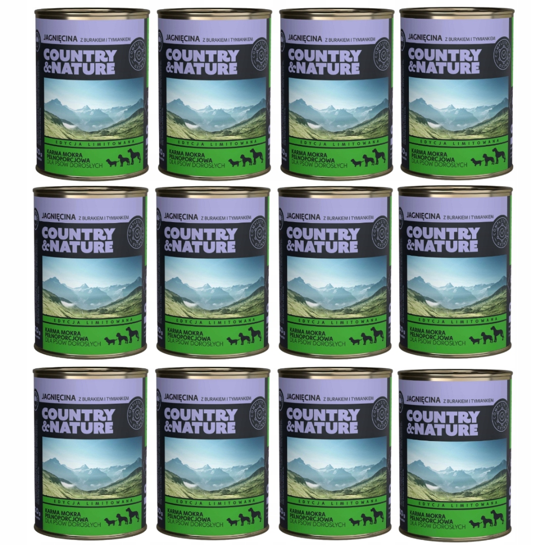 Country&nature karma mokra jagnięcina z burakiem dla psa 12x400g zestaw
