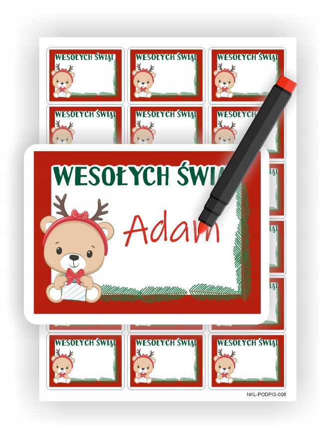 

Naklejki Świąteczne Na Prezenty Z Miejscem Na Imię