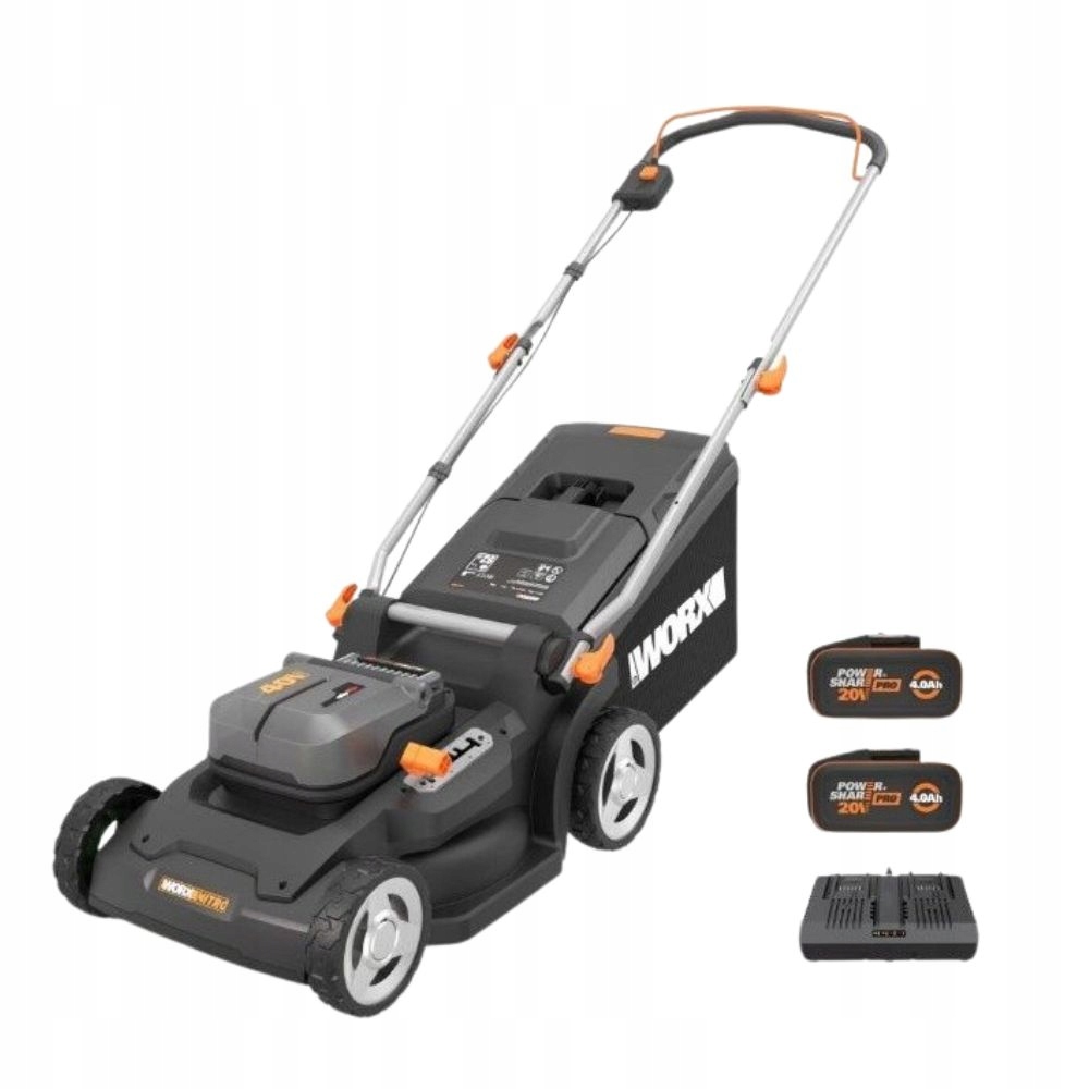 Worx WG745E Bezkartáčová Akumulátorová Sekačka 41 cm 2x20 V 2x4,0 Ah 50 L
