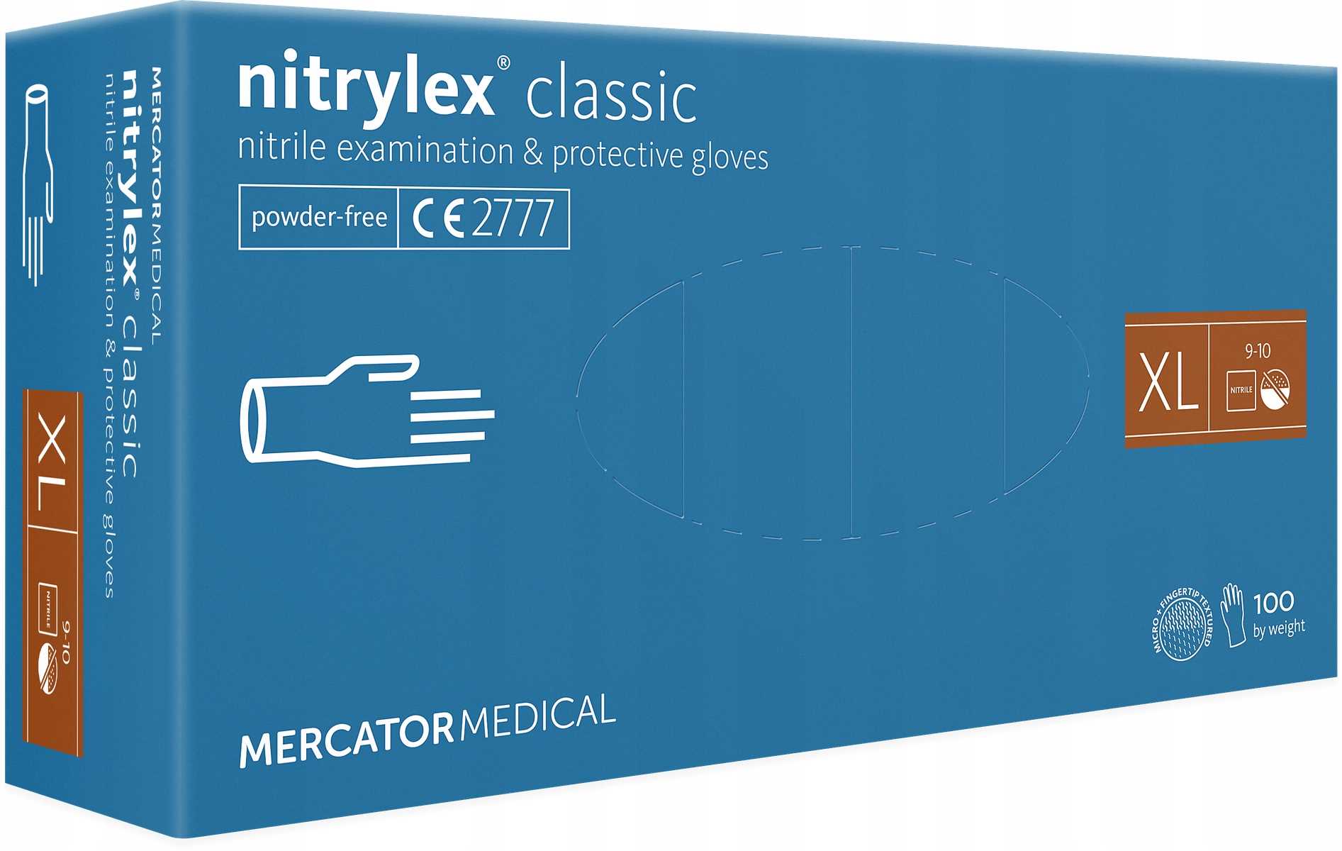 Rękawice Nitrylowe 100 sztuk Niebieskie Rozmiar: XL Nitrylex Classic Blue