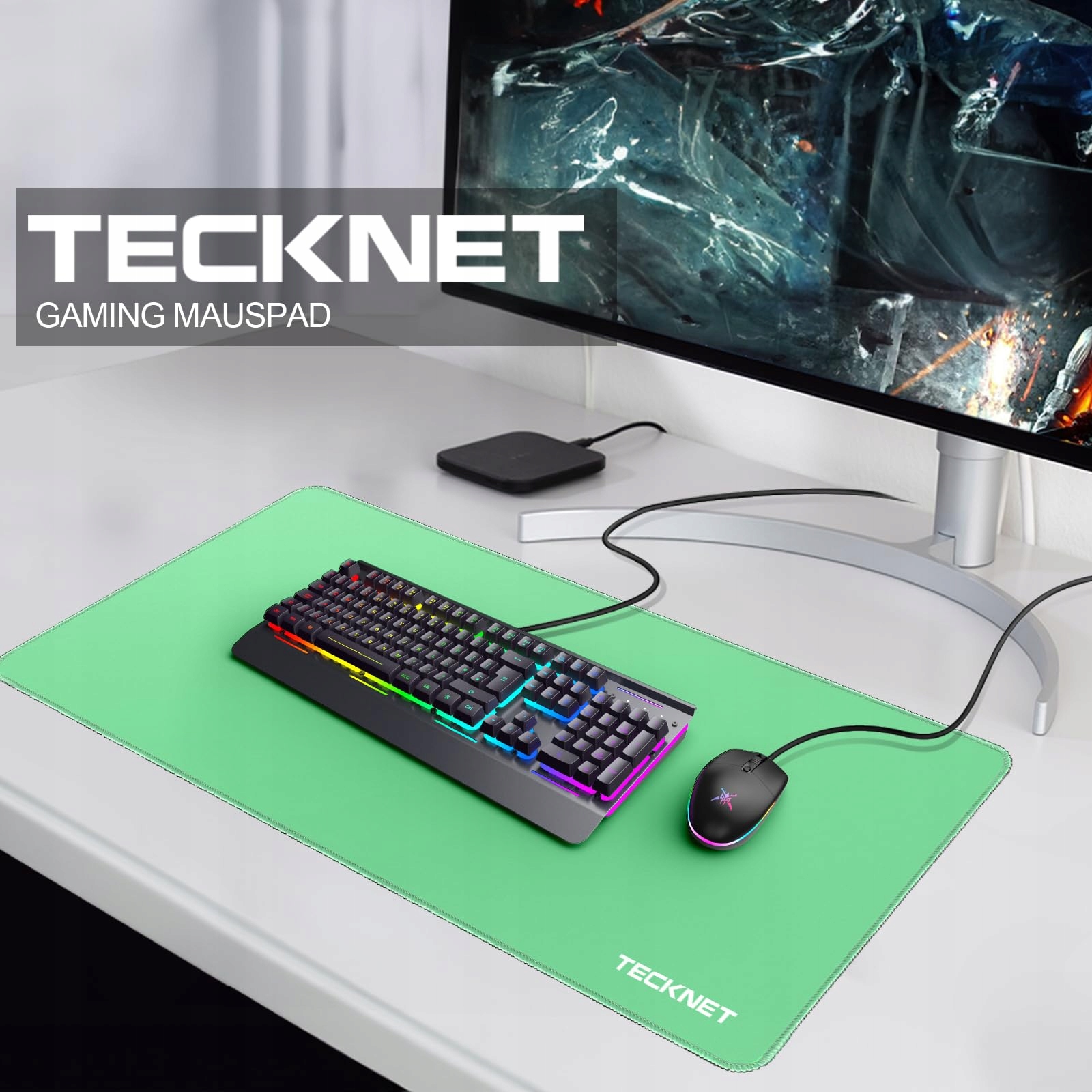 TECKNET Podkładka Gamingowa XXL 900x400 mm Czarna Wodoodporna — miniatura 2