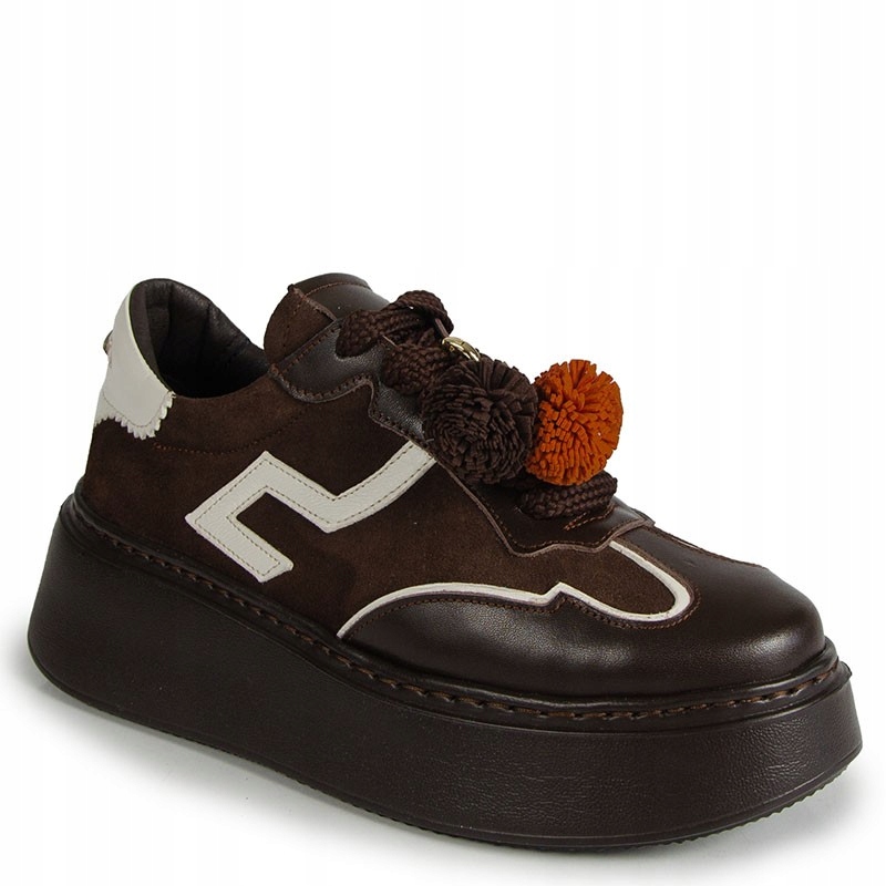 Karino 6022 Hnědé Kožené Tenisky S Ozdobou 37