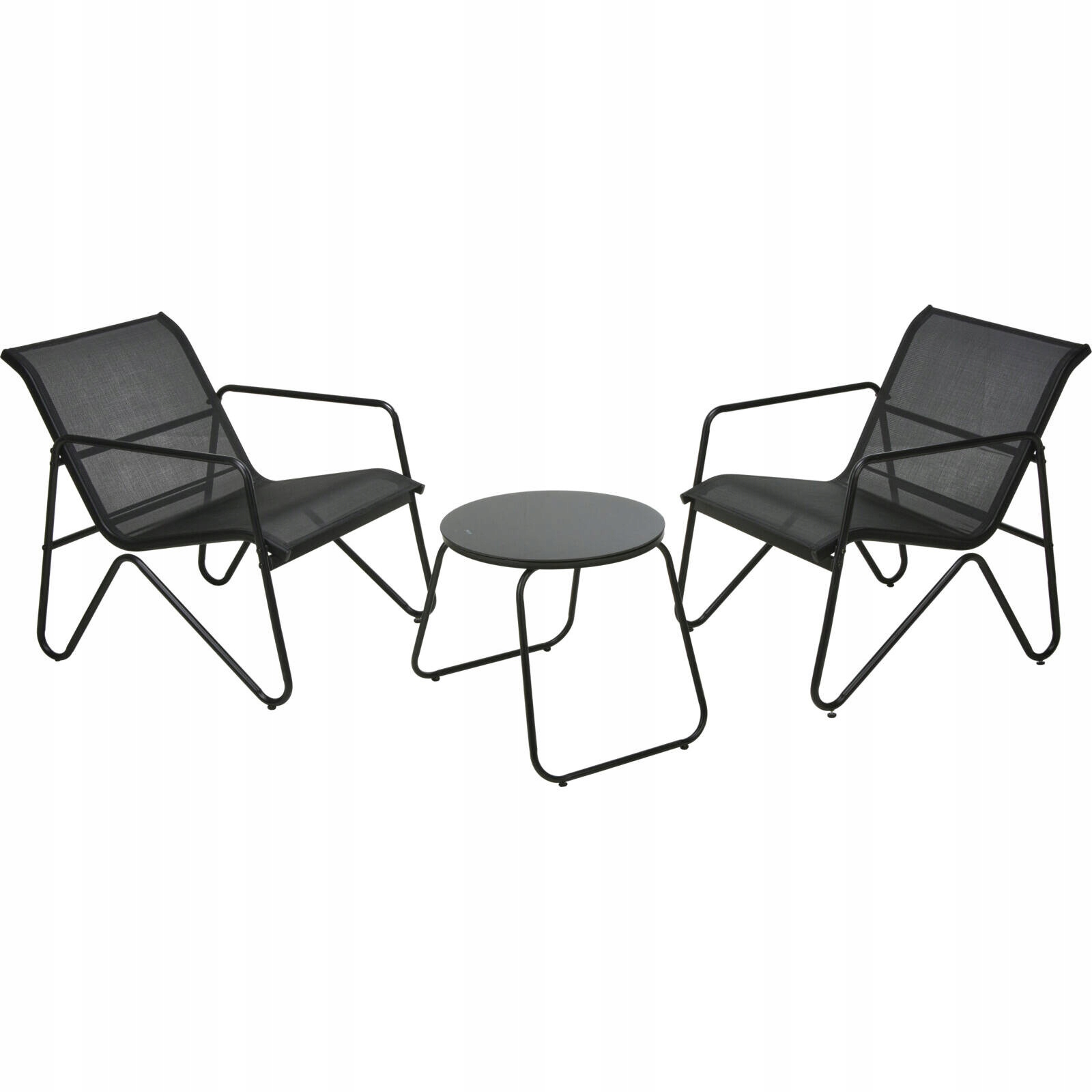 Sada Zahradního Nábytku Kovový Stolek Průměr 47 CM Dvě Židle 58 X 76 CM