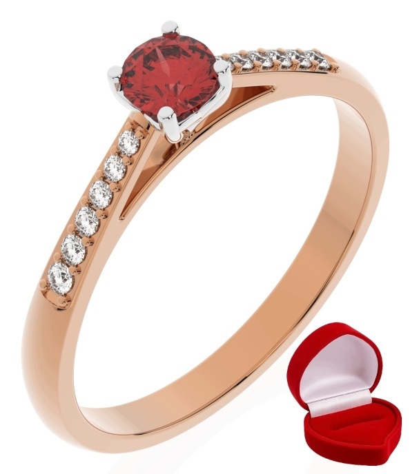 Zlatý Prstýnek 585 14k Rubín 0,24 ct Růžové Zlato R29