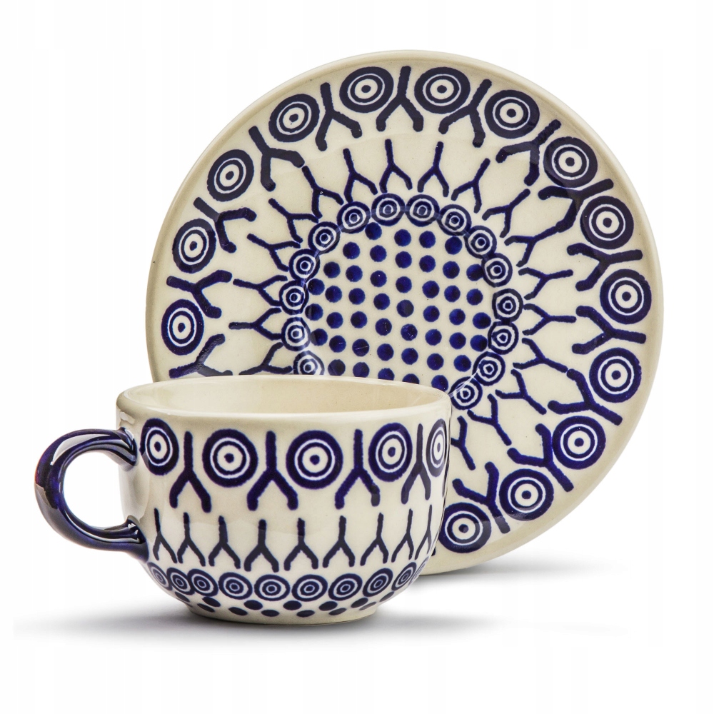 Filiżanka ze spodkiem Bolesławiec 200 ml - dek.GZ3 M2