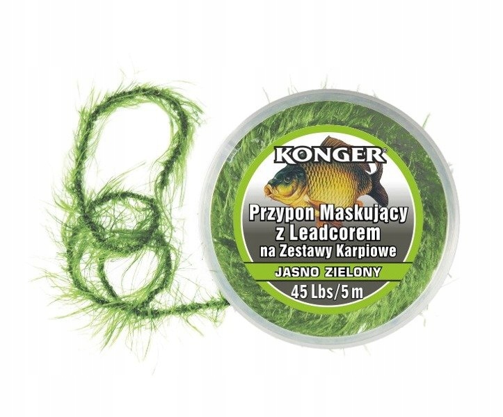 Przypon Karpiowy Maskujący Z Ledcorem Jasno Zielony 45lbs/5m Konger 2860040